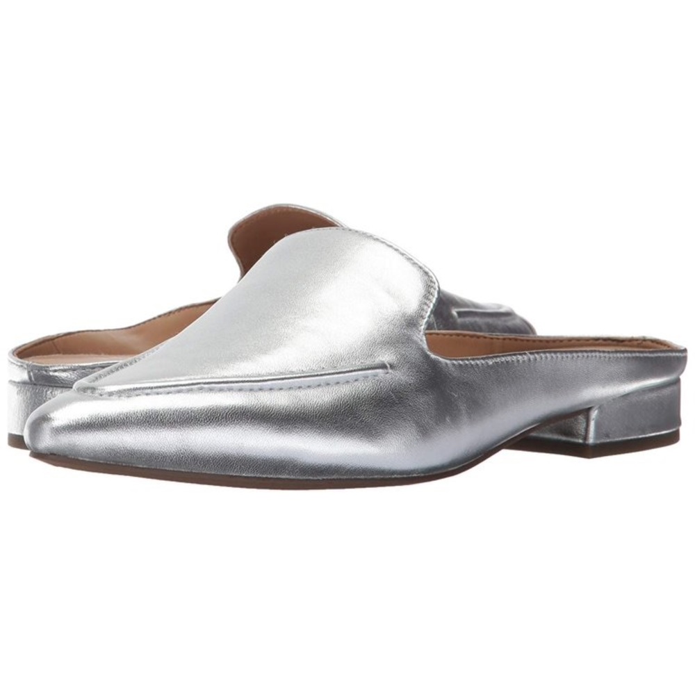 Franco Sarto Womens Sela Leather Closed Toe Mules, Silver